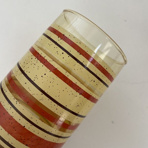 2 Vintage Striped Drinking Glasses Juice Tumblers Orange Yellow MCM 70s RETRO - Picture 5 of 7